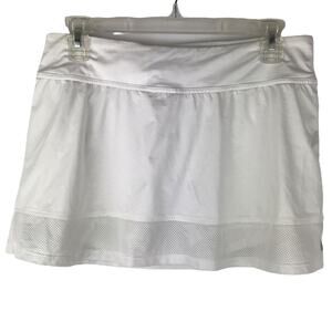 Lija Athletic Golf Skort Tennis White Mesh Hem Key Pocket Athleisure Size Medium